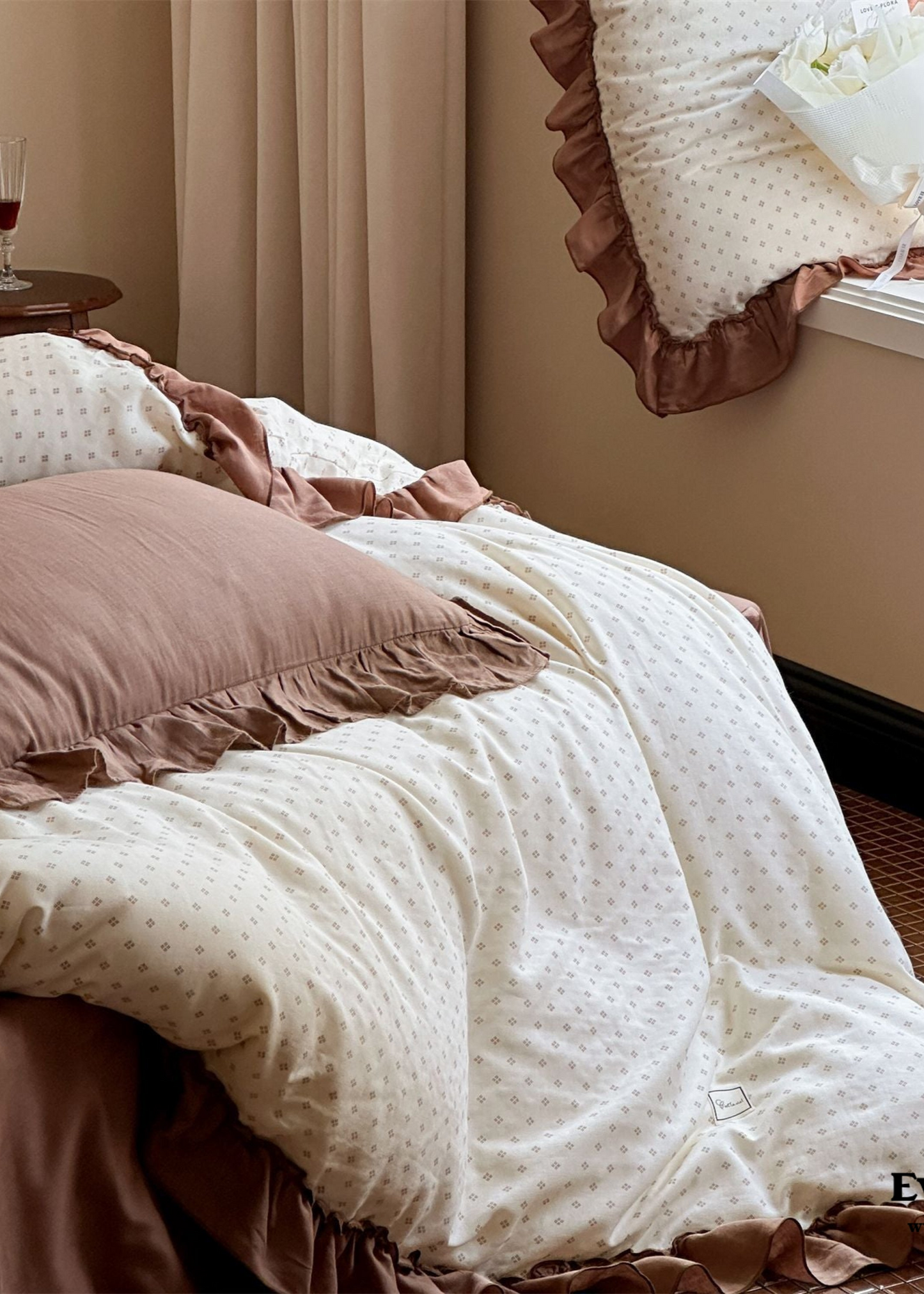 Cottage Inspired Ruffle Bedding Set / Soft Blue
