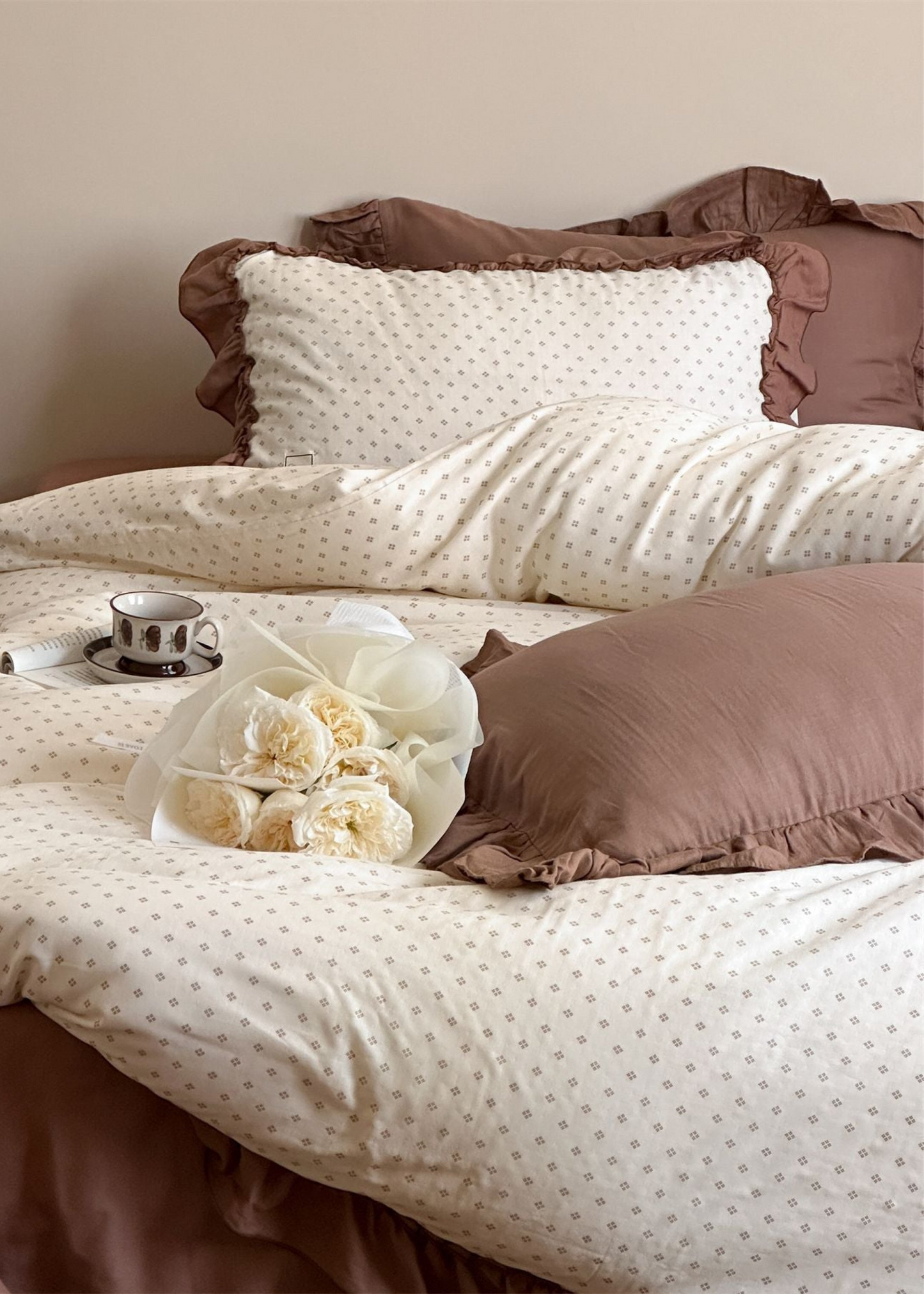 Cottage Inspired Ruffle Bedding Set / Soft Blue