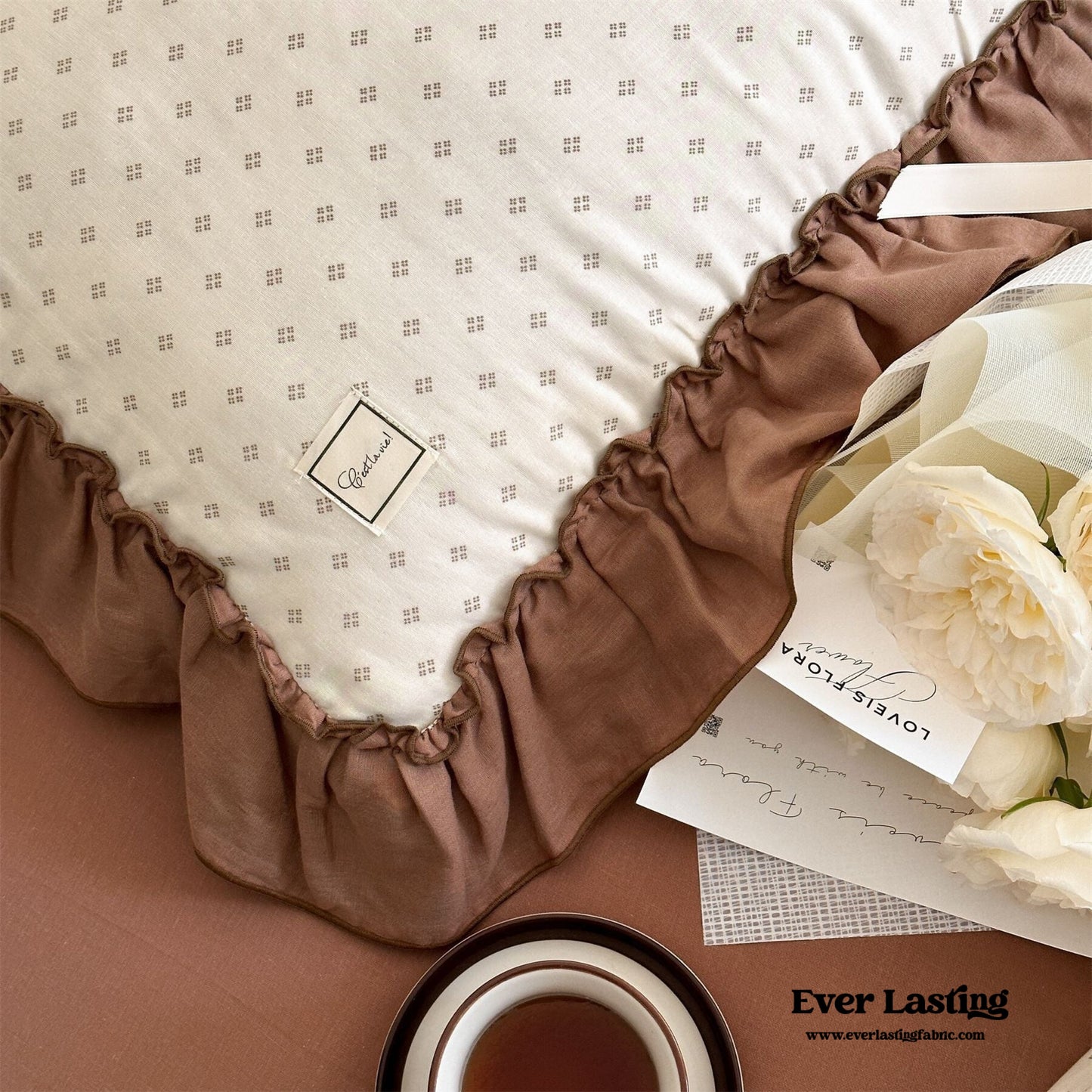 Cottage Inspired Ruffle Bedding Set / Soft Blue
