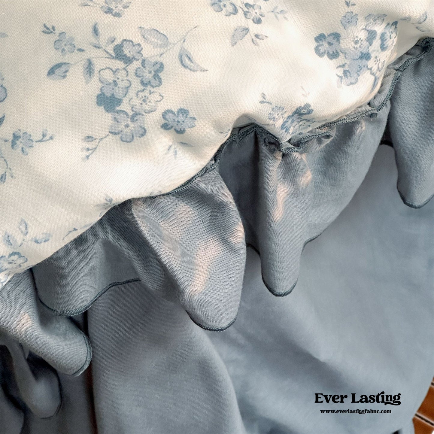 Cottage Inspired Ruffle Bedding Set / Soft Blue