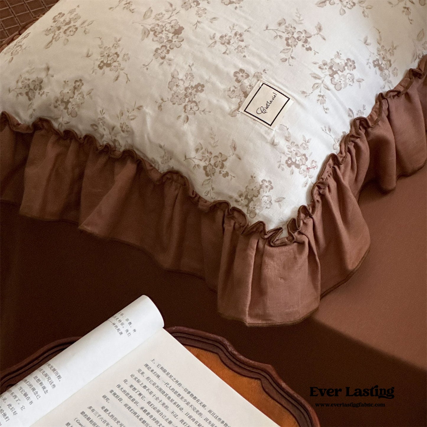 Cottage Inspired Ruffle Bedding Set / Soft Blue