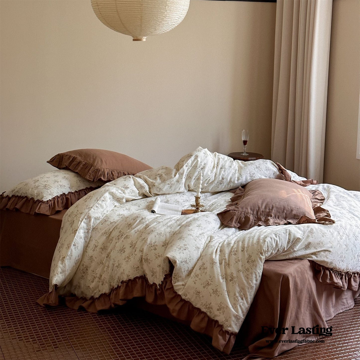 Cottage Inspired Ruffle Bedding Set / Soft Blue